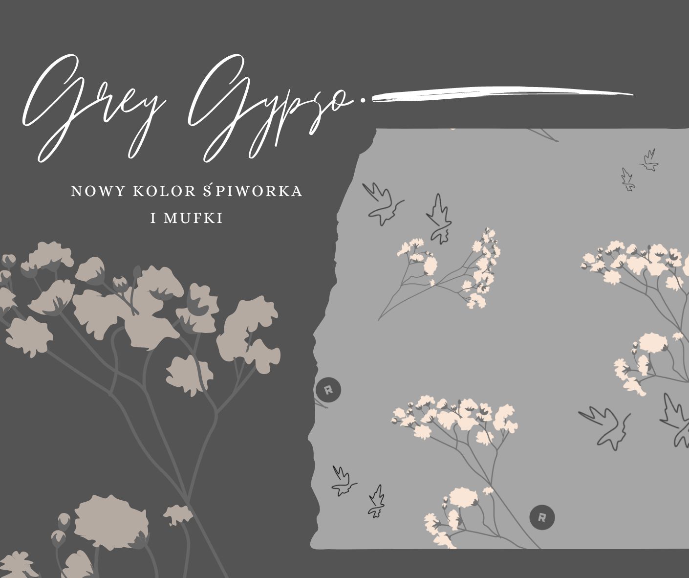 nowy wzór grey gypso białe kwiatuszki